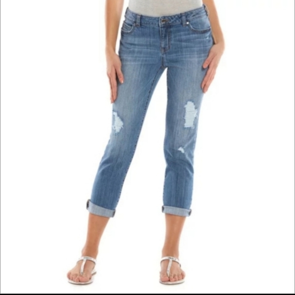 Jennifer Lopez Boyfriend Crop Ankle Jeans Distress